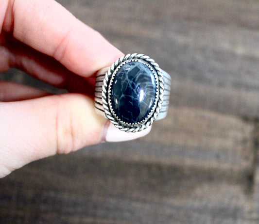 Size 10- Obsidian Sterling Silver Ring
