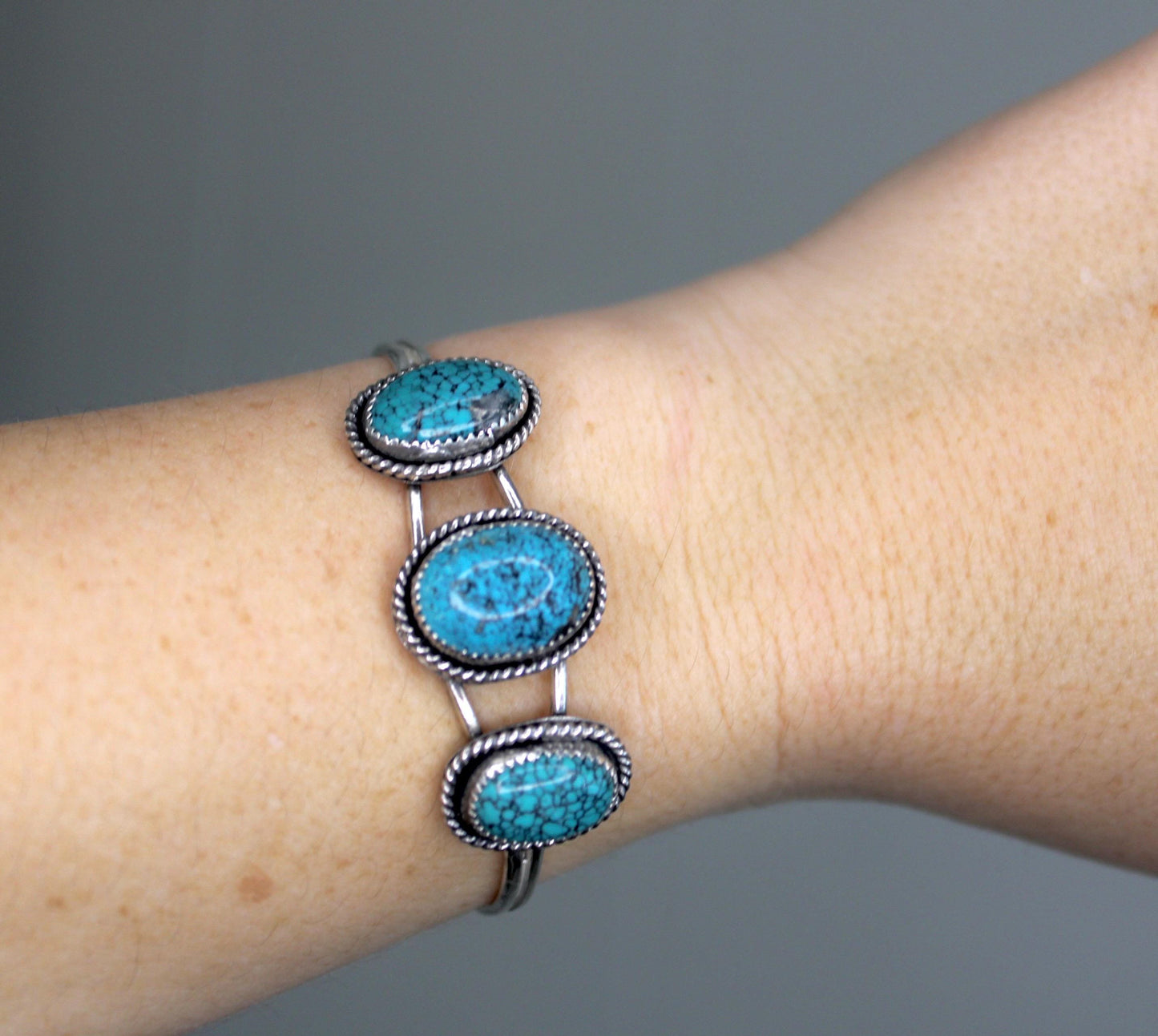 Triple Turquoise Sterling Silver Cuff