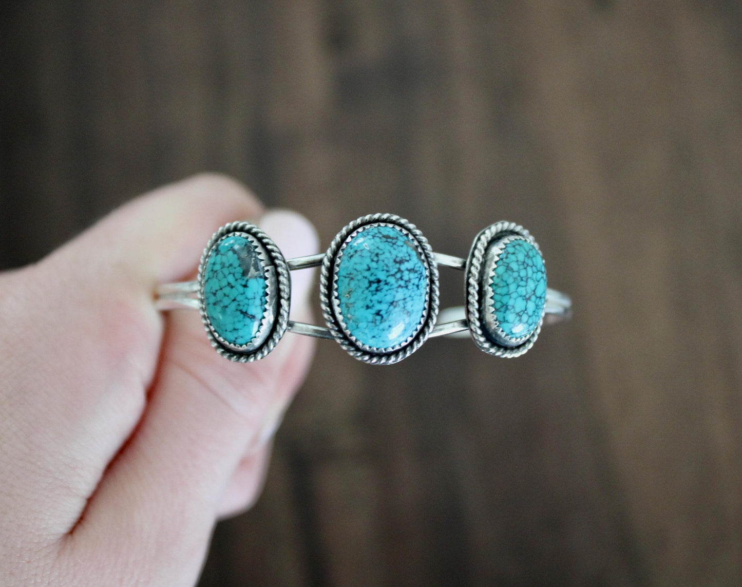 Triple Turquoise Sterling Silver Cuff