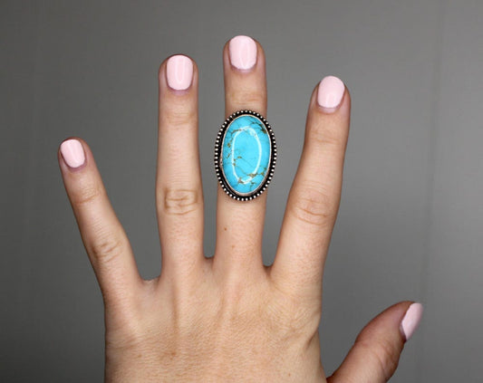 Size 5 1/2 -Sterling Silver Kingman Turquoise Ring